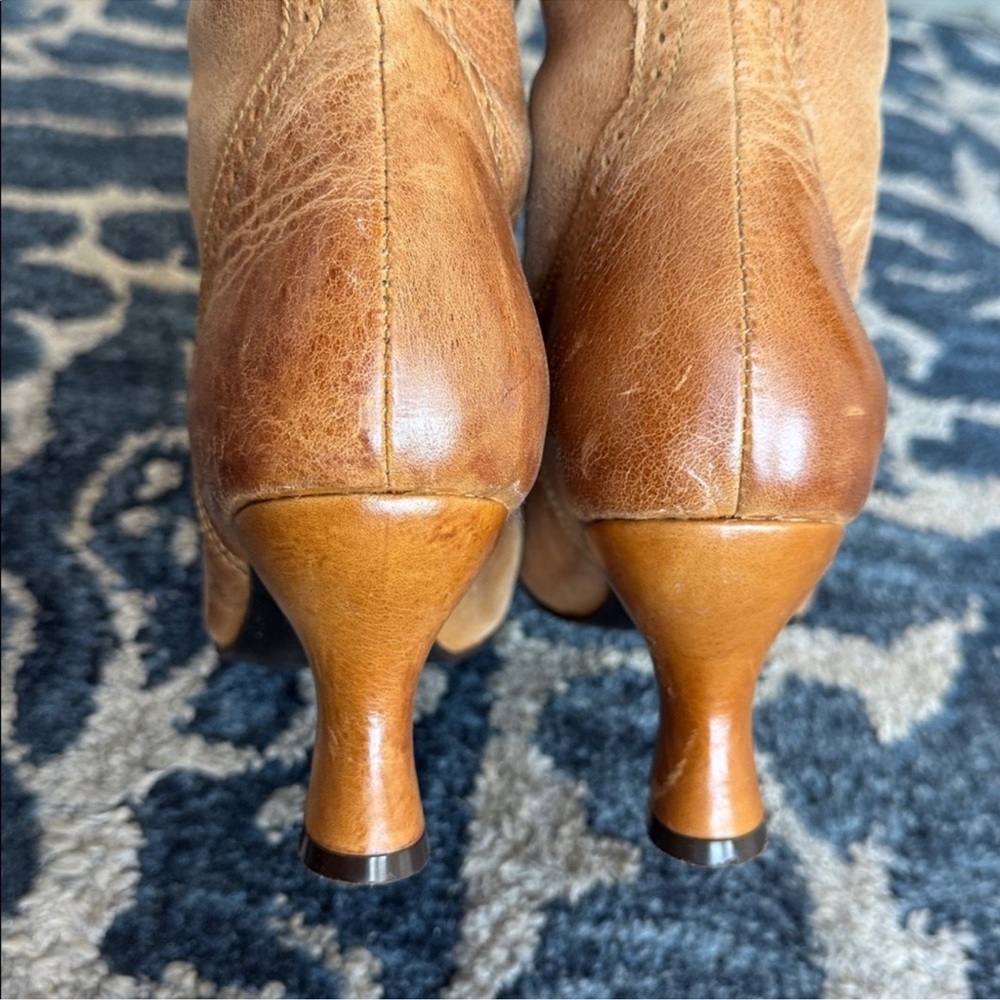 Oak Tree Farms Jasmine Leather Lace up Mid Calf Heeled Boots Sz 8.5 Brown Tan - Picture 7 of 13